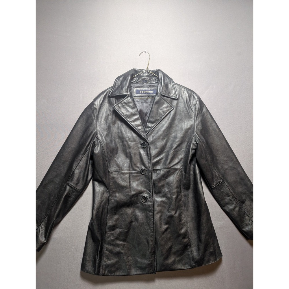 Dockers Blazer Jacket Womens Medium Black Lined Classic Fit Single Breasted